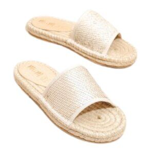 Lily Woven Raffia Slide Sandals
